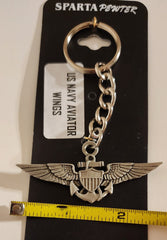 Llavero de peltre con alas de aviador y piloto de la Marina de los EE. UU. (USN)