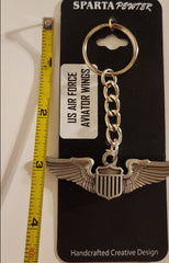 Llavero de peltre con alas de aviador y piloto de la Fuerza Aérea de EE. UU. (USAF)