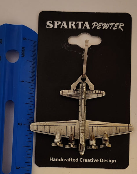 Tirador de cremallera o bolso de peltre con forma de avión grande Boeing B-17 Flying Fortress de la Segunda Guerra Mundial
