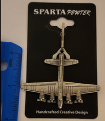 Tirador de cremallera o bolso de peltre con forma de avión grande Boeing B-17 Flying Fortress de la Segunda Guerra Mundial