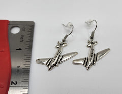 Pendientes colgantes con dijes DC-3/C-47 en plata