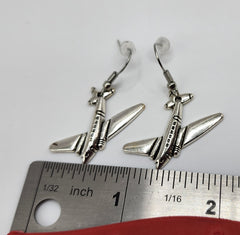 Pendientes colgantes con dijes DC-3/C-47 en plata