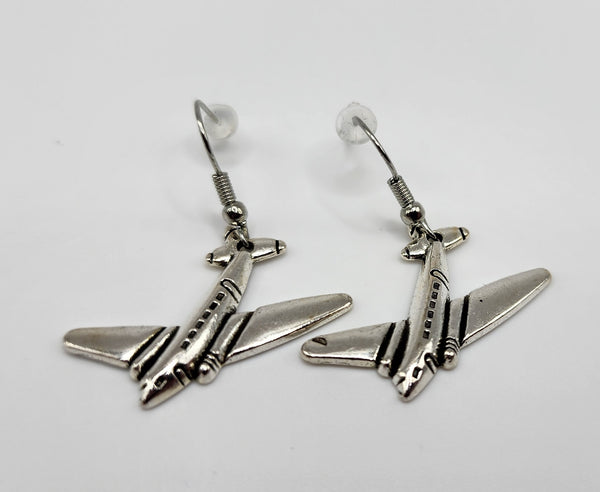 Pendientes colgantes con dijes DC-3/C-47 en plata