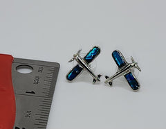 Pendientes de concha de paua con forma de avión 