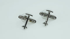 Pendientes de avión con cristales plateados 