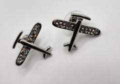 Pendientes de avión con cristales plateados 