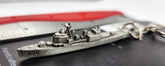 Llavero de peltre en 3D del destructor de la clase Gearing DD-850 del USS Joseph P. Kennedy, Jr.