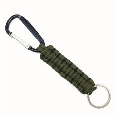Llavero con mosquetón de paracord verde oliva del ejército 