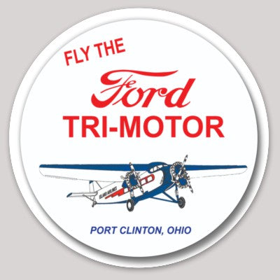 Pegatina redonda de 3 pulgadas con la frase "Fly the Ford"