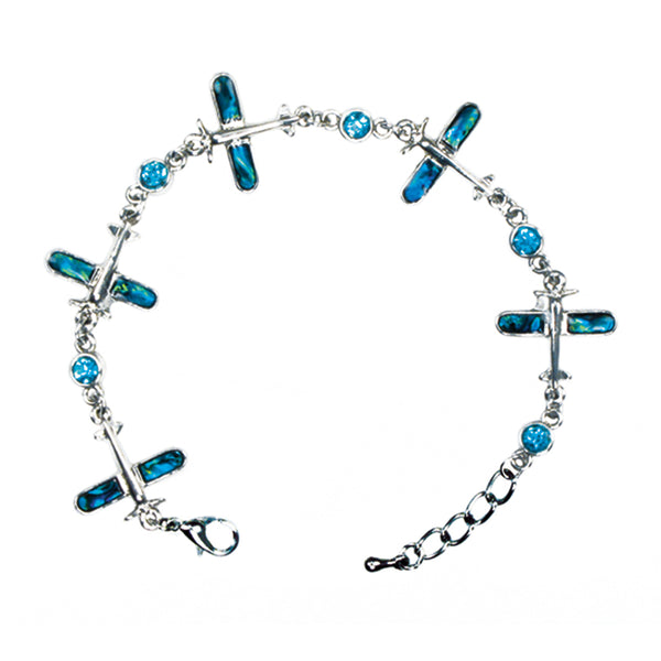 Pulsera de concha de paua con forma de avión 