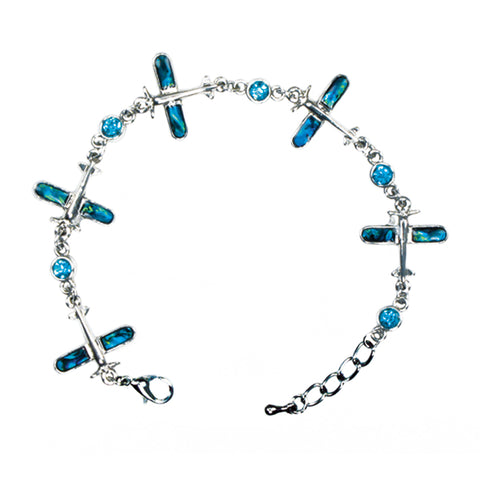 Pulsera de concha de paua con forma de avión 