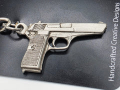Sparta Pewter 9mm Pistol Keychain