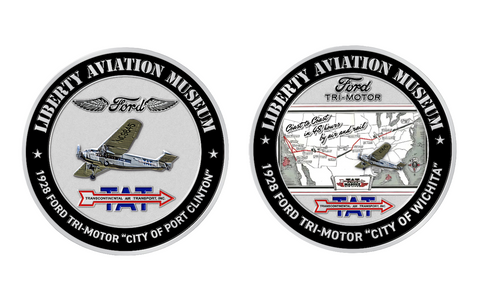 1928 Ford Tri-Motor "City of Wichita"/"City of Port Clinton" 2 inch Challenge Medallion Coin