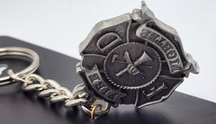 Firefighter Badge Pewter Keychain