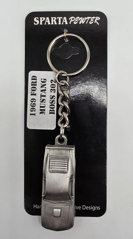 1969 Ford Mustang Boss 302 3D Pewter Keychain