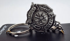 Firefighter Badge Pewter Keychain