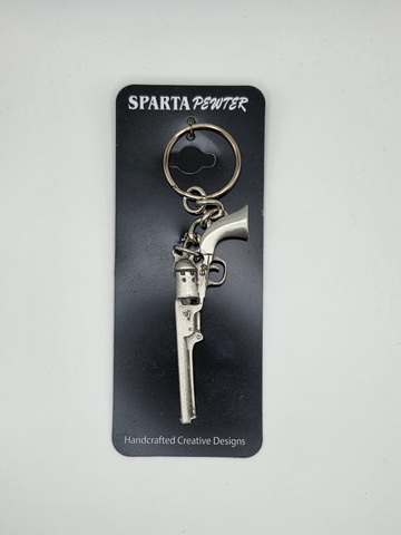 Six Shooter Pewter Keychain