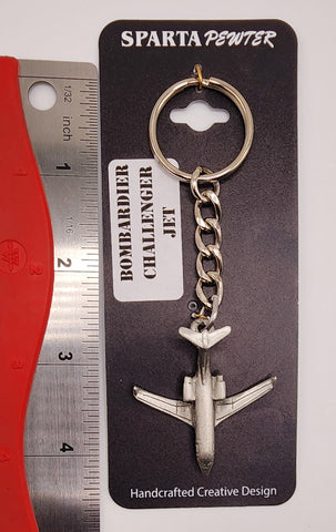 Llavero de peltre con forma de avión Bombardier Challenger