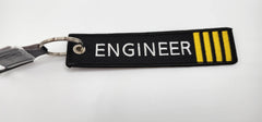Llavero bordado de ingeniero con rayas doradas