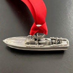 PT Boat 3D Pewter Ribbon Ornament