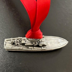 PT Boat 3D Pewter Ribbon Ornament