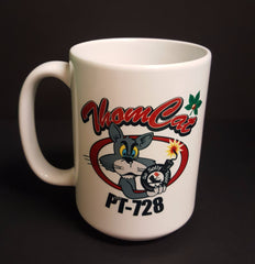 Taza de cerámica con el logotipo del barco Thomcat PT-728 de la Segunda Guerra Mundial