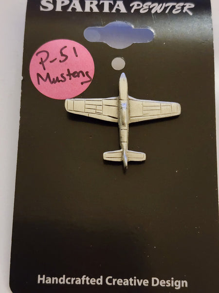 Pin de solapa de peltre del avión de combate P-51 Mustang de North American Aviation de la Segunda Guerra Mundial