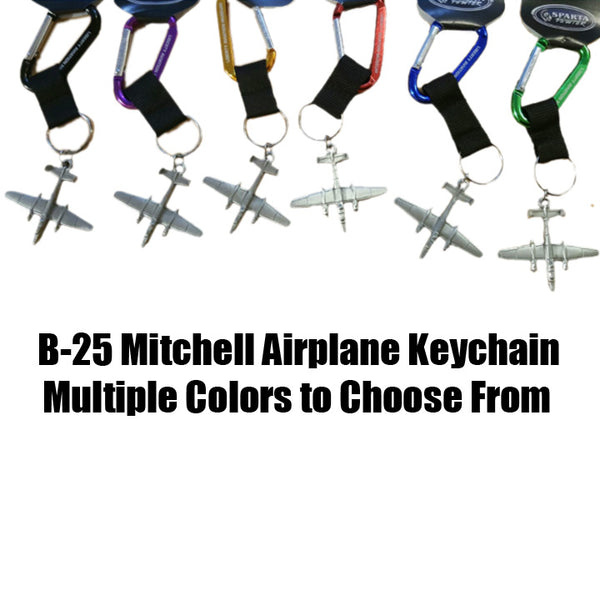 Llavero con mosquetón de peltre del avión Mitchell B-25 de la Segunda Guerra Mundial del Museo de Aviación Liberty de North American Aviation