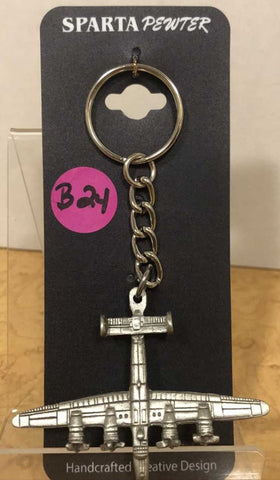 Llavero de peltre con el avión Consolidated B-24 Liberator de la Segunda Guerra Mundial