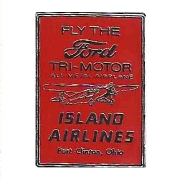 Broche de metal para sombrero de Island Airlines con tres motores "Fly the Ford"