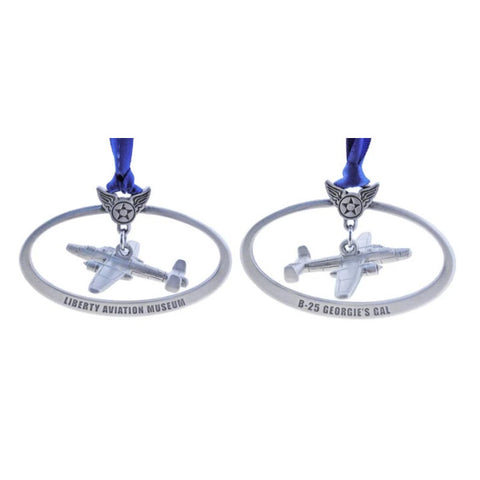 Adorno de peltre en 3D del avión B-25 Mitchell "Georgie's Gal" de la Segunda Guerra Mundial del Museo de Aviación Liberty North American Aviation