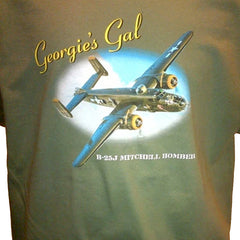 Camiseta de bombardero verde B-25 Mitchell Georgie's Gal OD