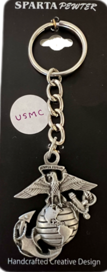 Llavero de peltre con el logotipo del escudo en 3D del Cuerpo de Marines de los Estados Unidos (USMC)