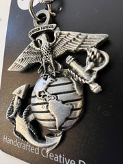 Llavero de peltre con el logotipo del escudo en 3D del Cuerpo de Marines de los Estados Unidos (USMC)