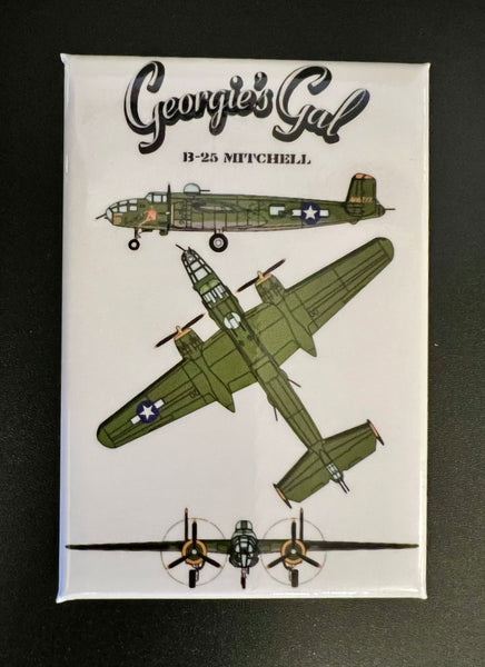 Imán con diseño de avión B-25 Georgie's Gal Line Art
