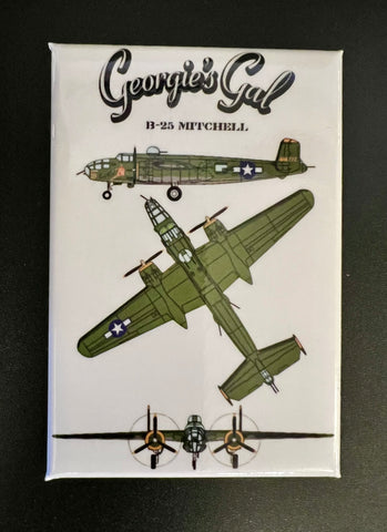 Imán con diseño de avión B-25 Georgie's Gal Line Art