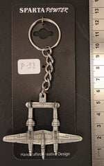 Llavero de peltre con el avión Lockheed P-38 Lightning de la Segunda Guerra Mundial