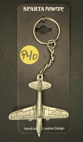 Llavero de peltre con el avión Curtiss P-40 Warhawk de la Segunda Guerra Mundial