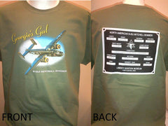 Camiseta de bombardero verde B-25 Mitchell Georgie's Gal OD