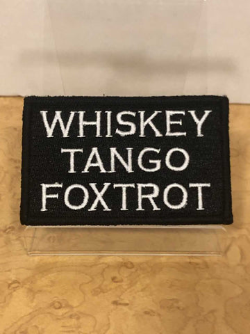 Parche de velcro con la inscripción "WTF" (letras blancas) de Whiskey Tango Foxtrot