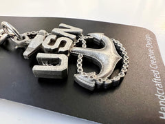 Llavero de peltre con el logotipo del ancla de la Marina de los EE. UU. (USN)