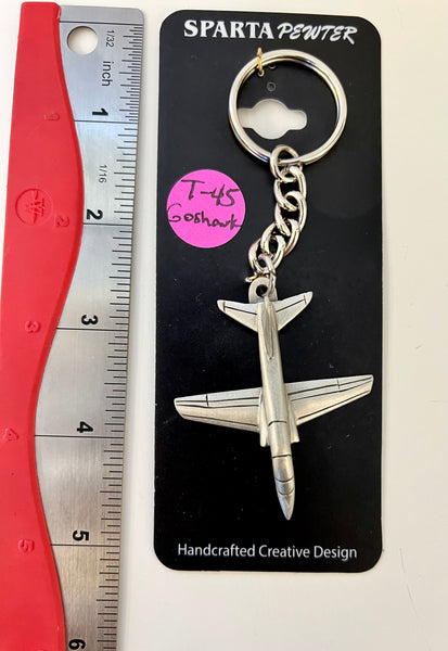 Llavero de peltre con forma de avión McDonnell Douglas T-45 Goshawk