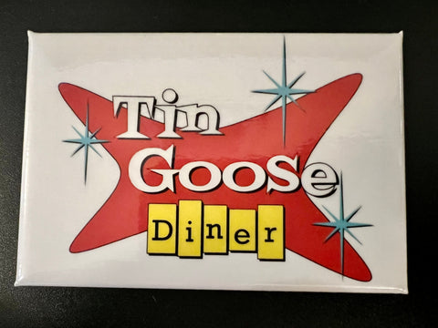 Imán con el logotipo retro de Tin Goose Diner