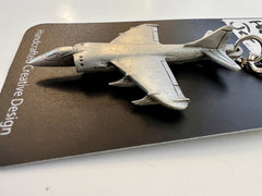 Llavero de peltre con el avión a reacción McDonnell Douglas AV-8B Harrier